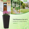 Lucktree Set of 2 Outdoor Wicker Flower Pot 30 Inch Tall Planters with Drainage System PE Rattan Flower Pots