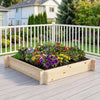 Lucktree 40" x 40" Square Fir Wood Planter Box with Open-Ended Base for Vegetables Flowers Herbs