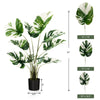 Lucktree 4ft Artificial Monstera Deliciosa Plant, 2 Pack Tall Fake Tropical Palm Tree in Pot with 10 Decorative Split Leaves
