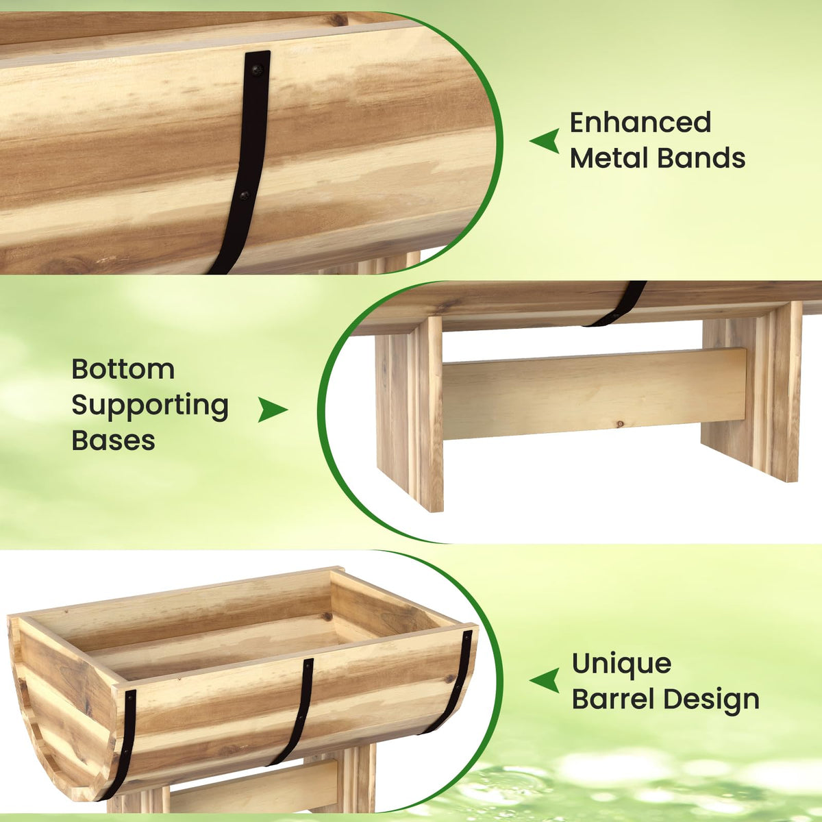 Lucktree Half Barrel Raised Garden Bed for Flower Vegetable Fruit