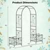 Lucktree Garden Arch Trellis with Planters, 86'' Metal Arbor Pergola for Climbing Plants Rose Clematis Vines