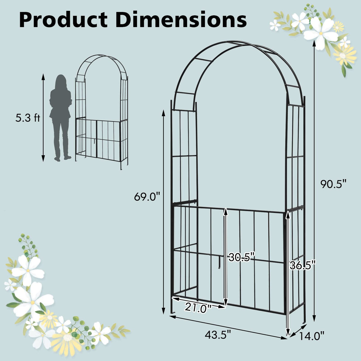 Lucktree Garden Arbor Trellis with Door