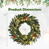 24” Pre-lit Christmas Wreath Front Door Artificial Xmas Wreath with 90 Frosted Branch Tips