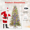 Lucktree 6.5FT / 7.5FT Pre-Lit Hinged Sparse Xmas Fir Tree with Multicolored LED Lights