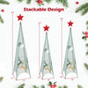 Lucktree Set of 3 Tower Shaped Christmas Trees (3ft/3.5ft/4ft), Artificial Xmas Metal Trees with Removable Star Toppers & Reindeer
