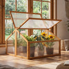 Ginatex Wood Cold Frame Greenhouse Portable Raised Flower Planter Protection with Transparent Openable Roof