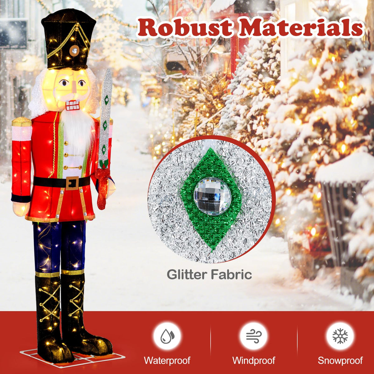 Lucktree 5 FT Christmas Lighted Nutcracker with Glitter Sword