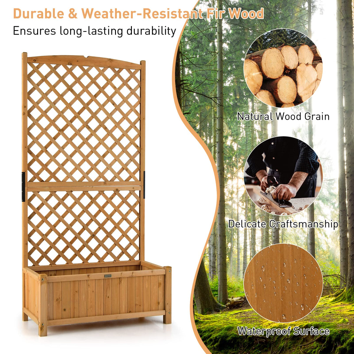 Planter Raised Bed with Trellis - Lucktree