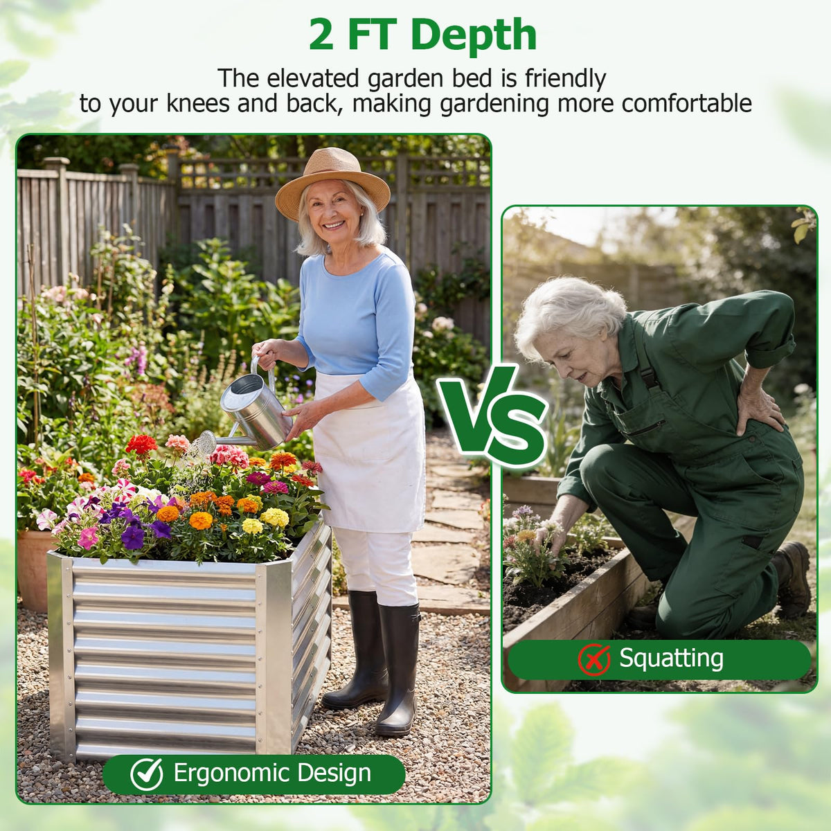 Lucktree 4 x 2 x 2 FT Galvanized Raised Garden Bed (1/2)
