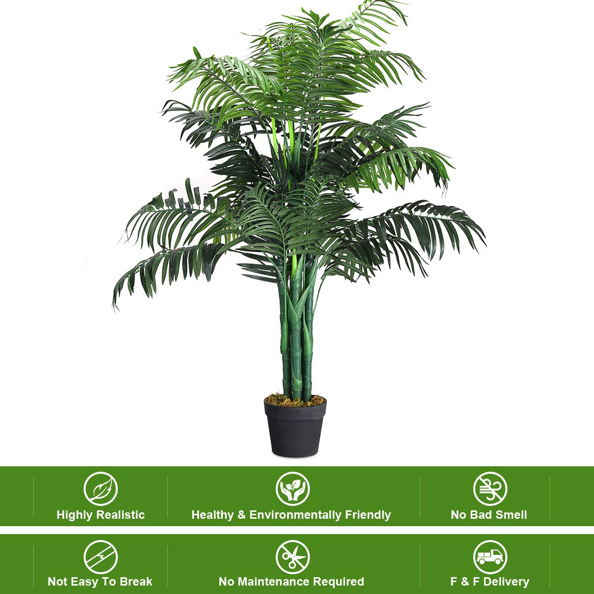 Lucktree 3.5 Feet Tall Potted Artificial Palm Tree for Indoor Outdoor