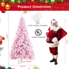 Lucktree 7.5ft Pink Pre-Lit Christmas Tree, Hinged Artificial Snow Flocked Xmas Tree with 1100 PVC Branch Tips, 450 LED Lights - LucktreeUS