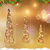 Lucktree Set of 3 Large Christmas Cone Trees, 32” 24” 16” Indoor Christmas Trees w/Warm White LED Lights