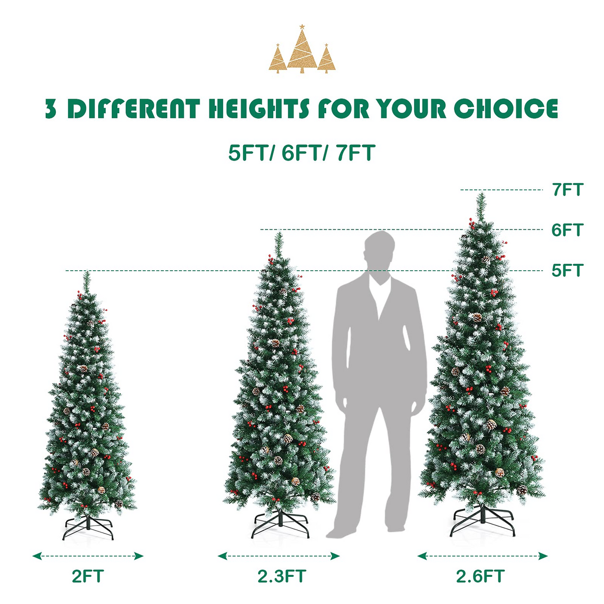 Snow Flocked Artificial Hinged Xmas Tree