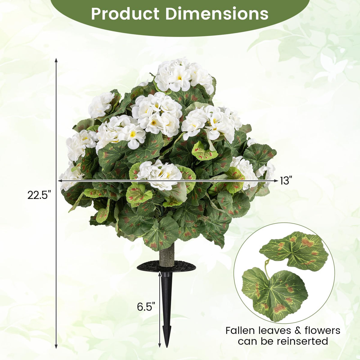 Lucktree 22.5” Artificial Begonia Ball Trees Set of 2 with Ground Spikes