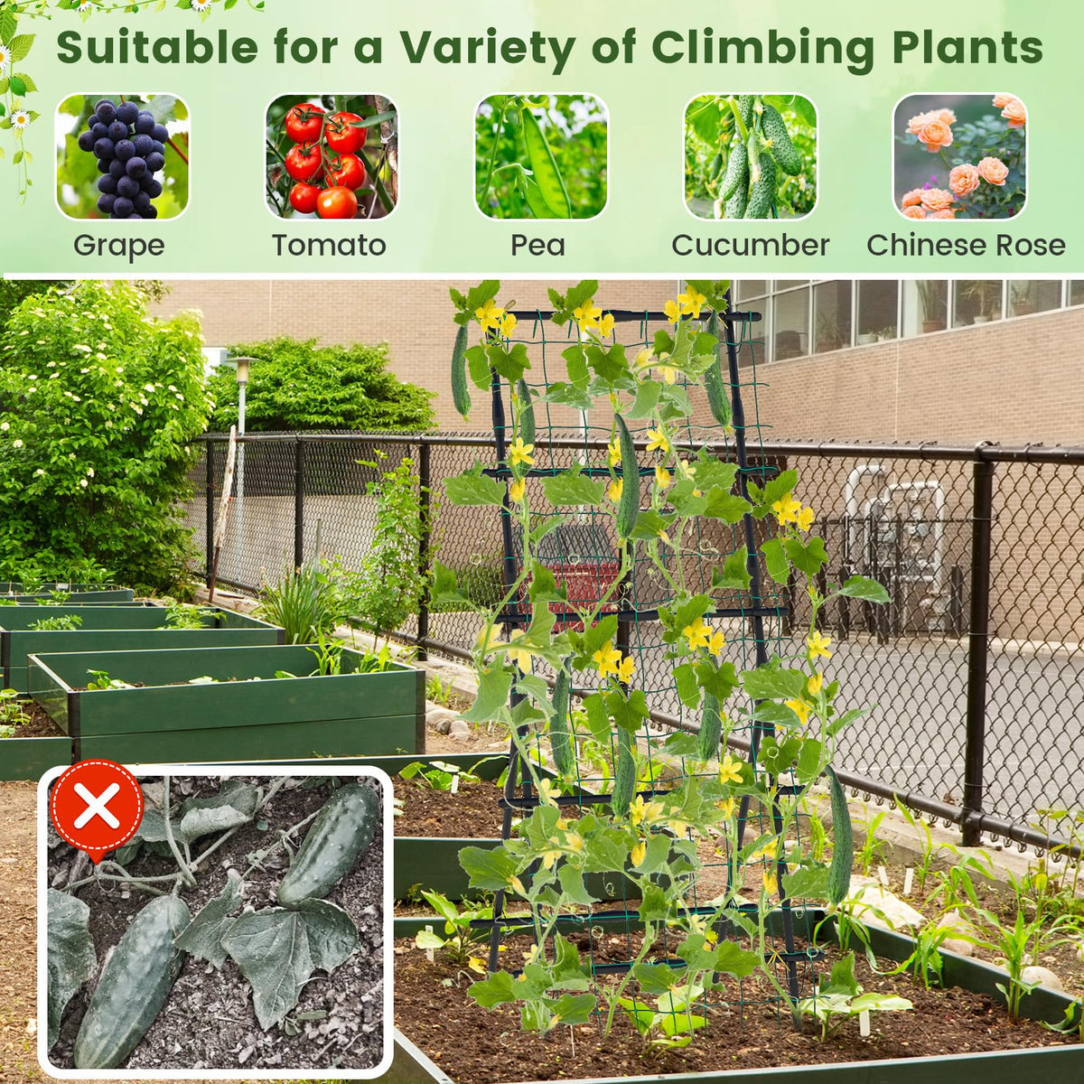 Lucktree Cucumber Trellis, Trellis for Climbing Plants Outdoor