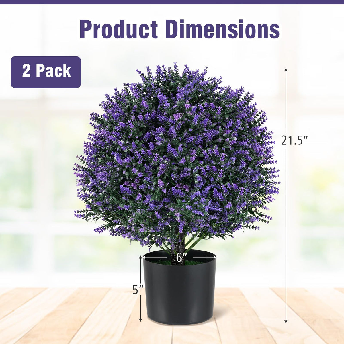 Lucktree 21.5’’ Artificial Lavender Topiary Ball Tree Set of 2