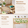Lucktree Wood Potting Table with 3 Tier Shelves