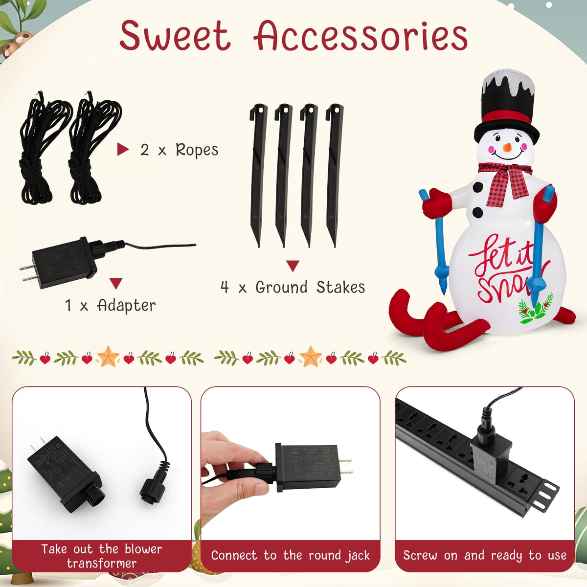 Lucktree 6 FT Lighted Christmas Inflatable Skiing Snowman