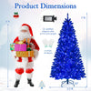 Lucktree 7 FT Pre-Lit Royal Blue Snow Flocked Christmas Tree with 340 LED Lights