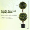 Lucktree 3 FT Artificial Boxwood Topiary Trees Set of 2 Faux Outdoor Topiary Ball Tree with Cement-Filled Pot