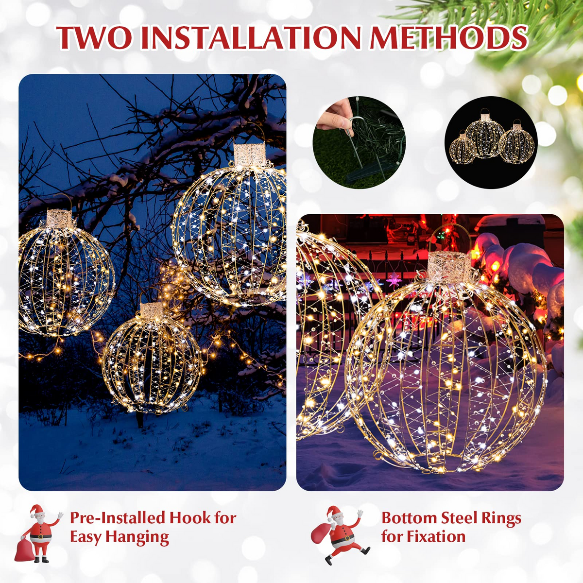 Christmas LED Light Balls for Tree (3 Pack) - Lucktree