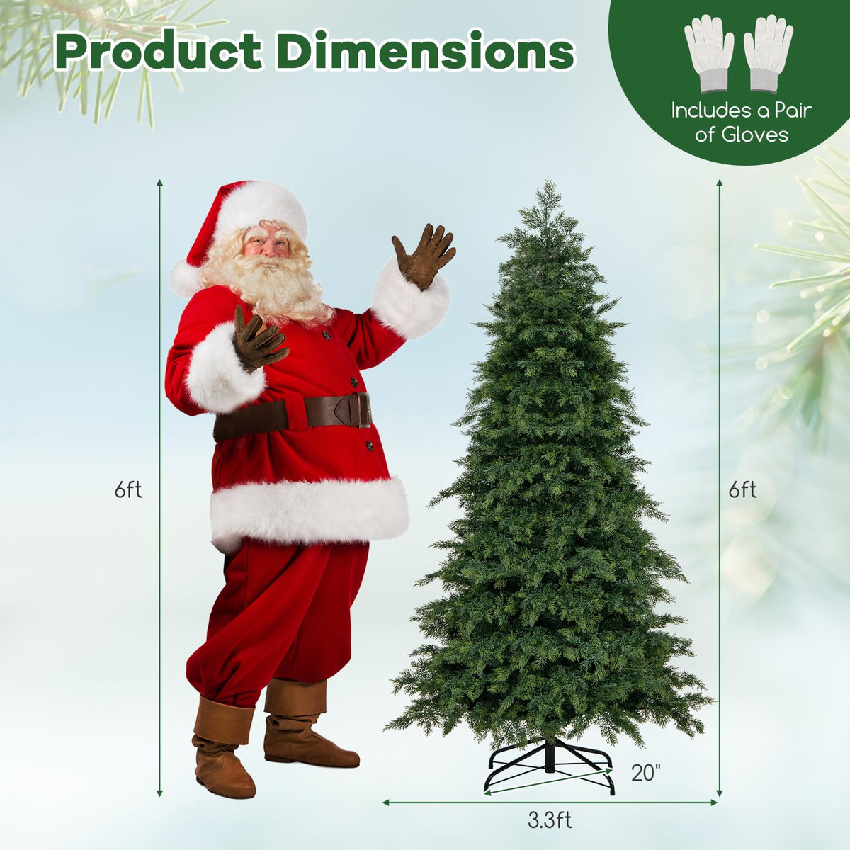 Lucktree 6ft Artificial Christmas Tree, Unlit Green Hinged Xmas Full Tree with 721 Lush Branch Tips
