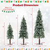 Lucktree 3' 4' 5' Pre-Lit Artificial Christmas Tree Set, Slim Pencil Xmas Trees with Snowy Leaves