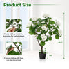 Lucktree Artificial Hydrangea Tree, 2 Pack Fake Floral Plant w/11 White Flowers & Realistic Trunk in Plastic Nursery Pot