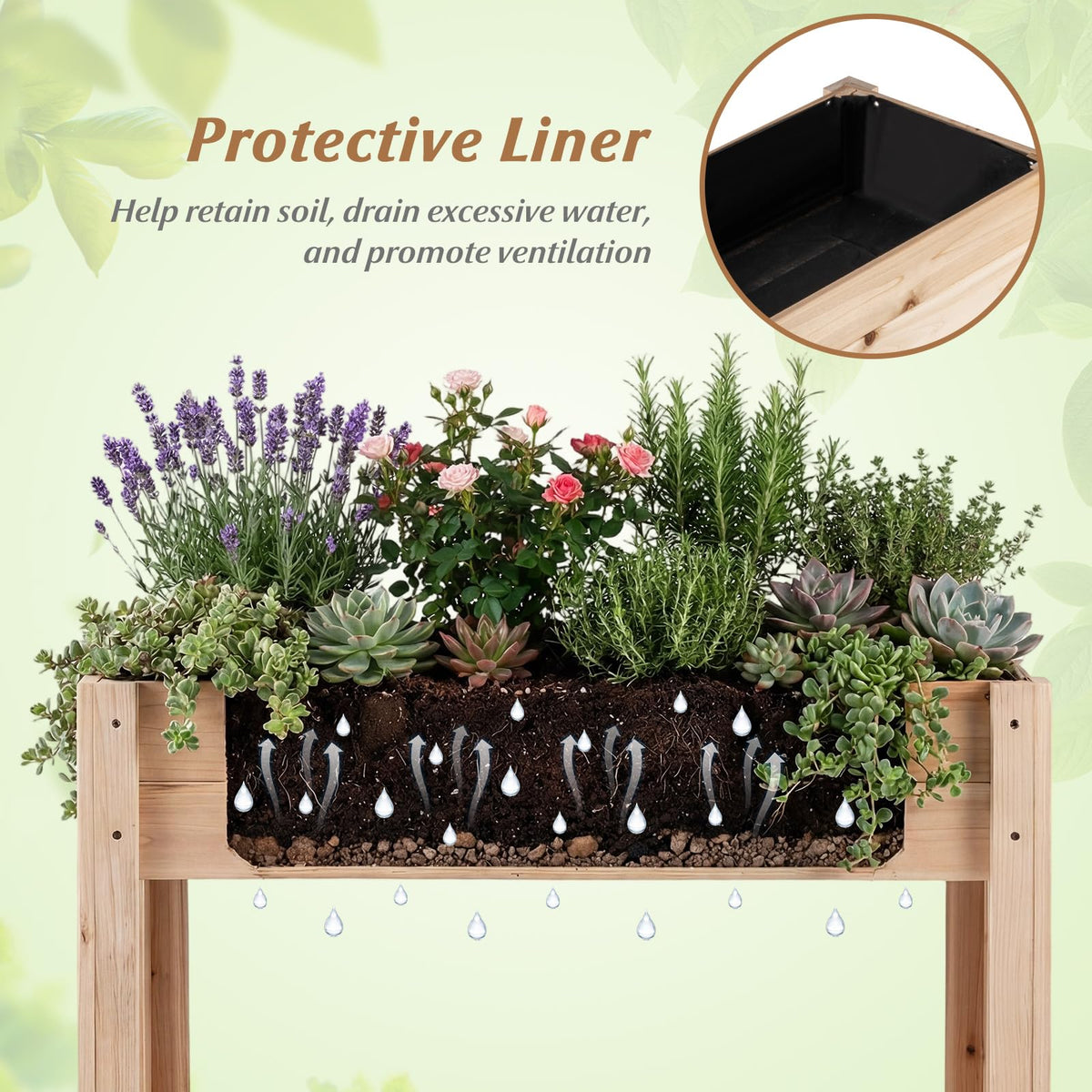 Lucktree Wood Raised Garden Bed w/Lower Shelf