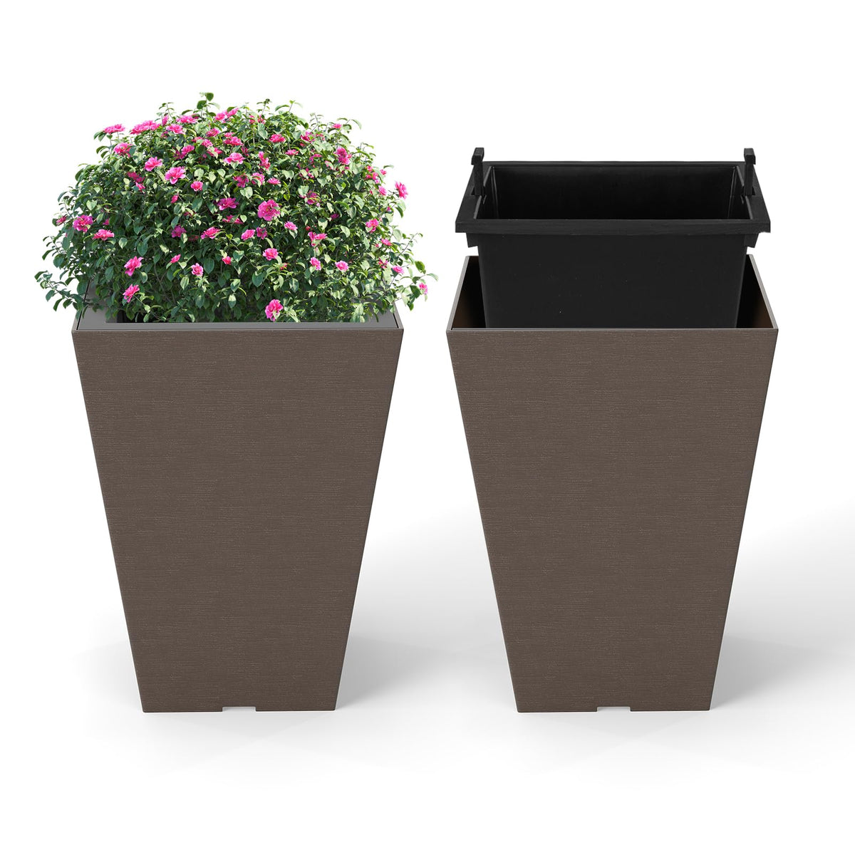 Lucktree Self-Watering Flower Pots withith Removable Inner Bucket & Drainage Holes