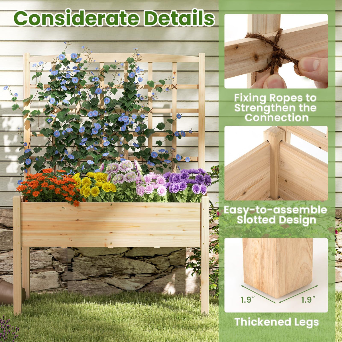 Lucktree Raised Garden Bed with Trellis