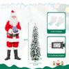 Lucktree Pre-Lit Flocked Pencil Christmas Tree Artificial Slim Xmas Tree