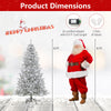 Lucktree Pre-Lit Snow Flocked Christmas Tree with Warm White LED Lights & Globe Lights