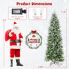 Lucktree 7.5 FT Pre-Lit Pencil Christmas Tree, Artificial Snow Flocked Hinged Fake Slim Xmas Tree with 350 Warm-White LED Lights