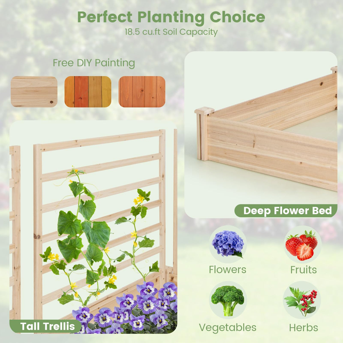 Lucktree Raised Garden Bed with Trellis