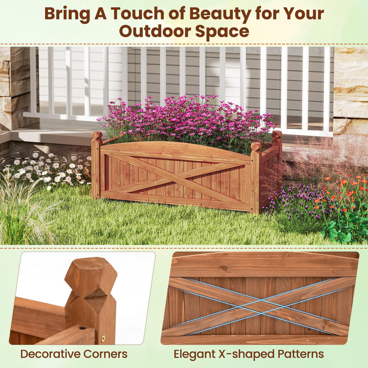 Lucktree Rectangular Garden Bed for Vegetables Flower Herb Fruit