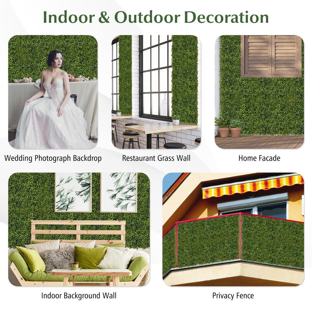 Lucktree 20" x 20" Artificial Boxwood Panels 12PCS, 33.3 Sq.ft Garden Privacy Fence Screen (Boxwood)