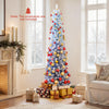 Lucktree 6FT / 7FT Blue Gradient Snow Flocked Christmas Tree with Warm White LED Lights