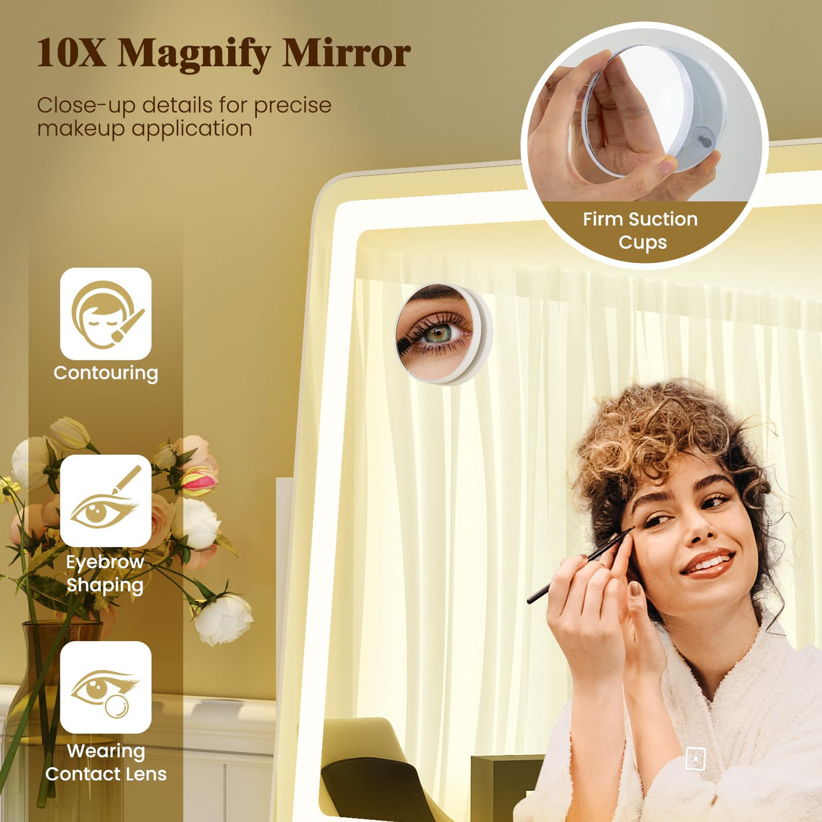 Lucktree 32" x 22" Large Makeup Mirror with 10X Magnify Mirror