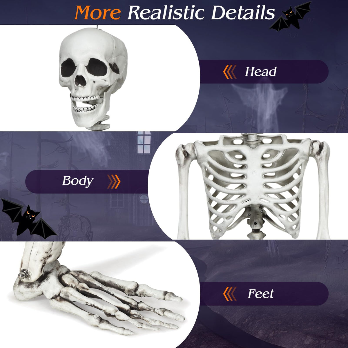 Lucktree 5.4 FT Halloween Life Size Skeleton