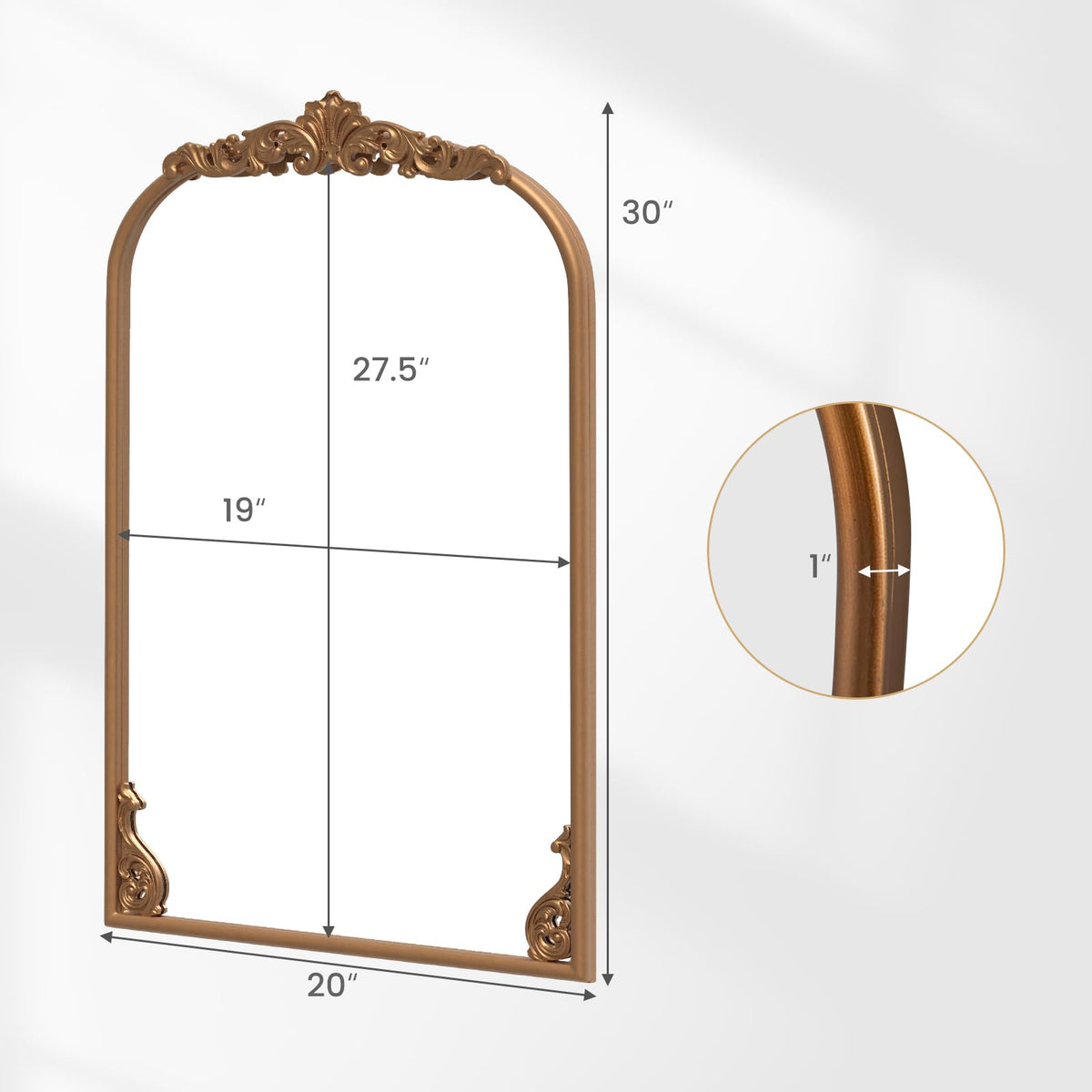 Lucktree Antiqued Gold Wall Mirror(30"L x 20"W)