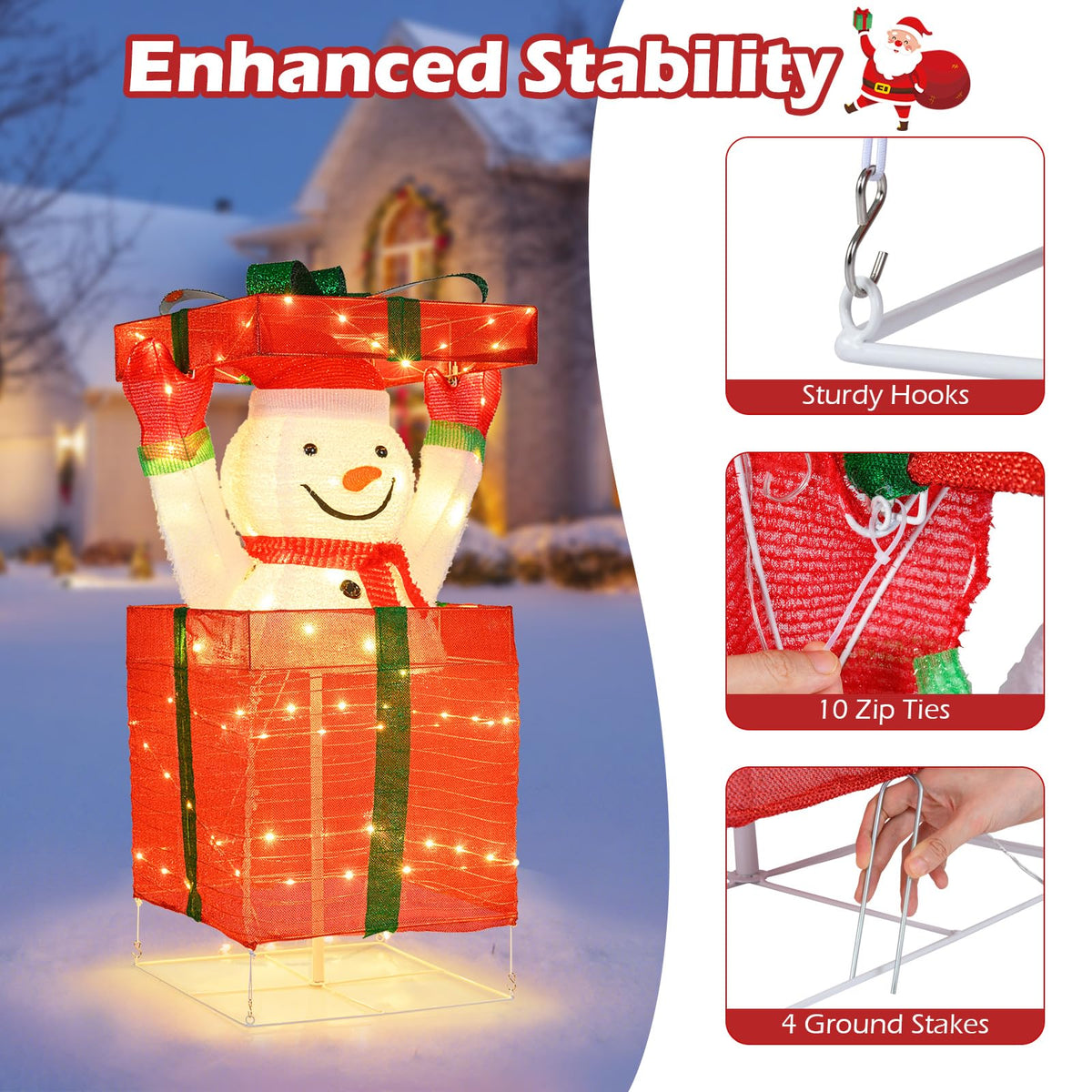 Lucktree Lighted Snowman in Gift Box Christmas Decoration