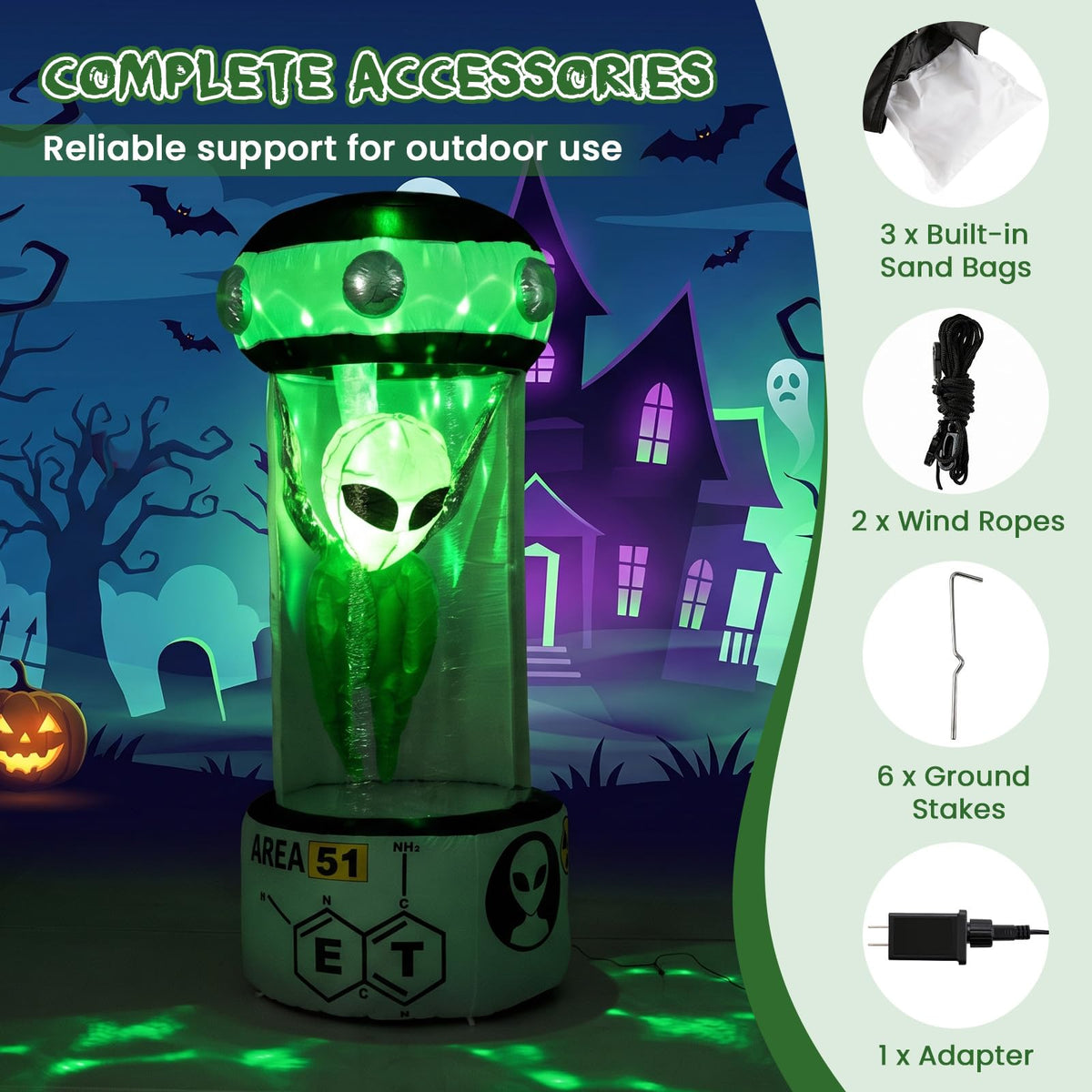 7.4 FT Halloween Lighted Inflatable Alien Decorations