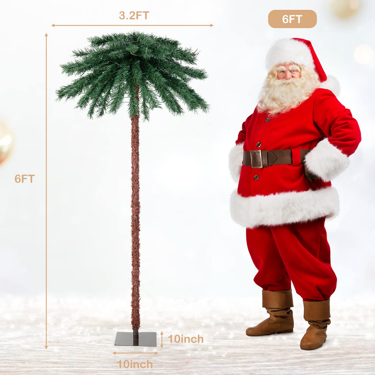 Lucktree 6 FT Pre-Lit Artificial Christmas Tree, Lighted Xmas Palm Tree W/ 210 Multi-Color LED Lights - LucktreeUS