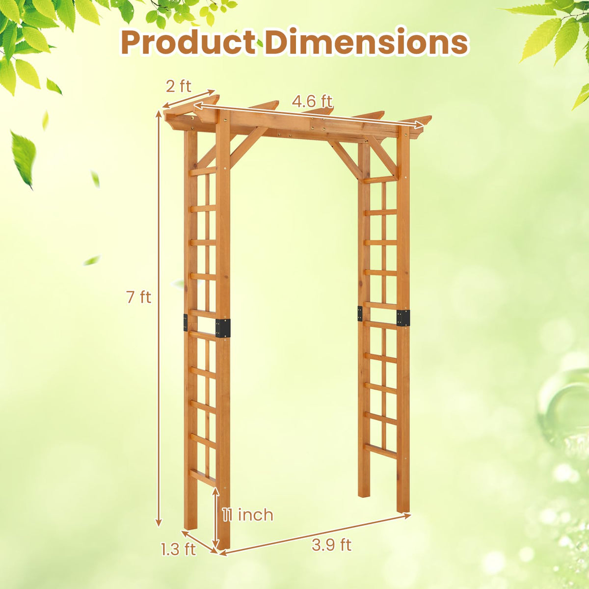 Lucktree 7FT Wood Garden Arbor Trellis for Ceremony Party