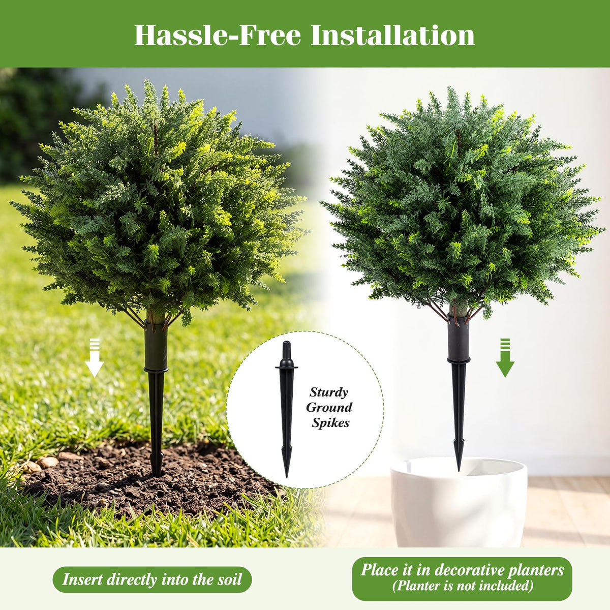 Lucktree 27.5" Artificial Cypress Topiary Trees Set of 2 for Front Porch Patio Home Decoration