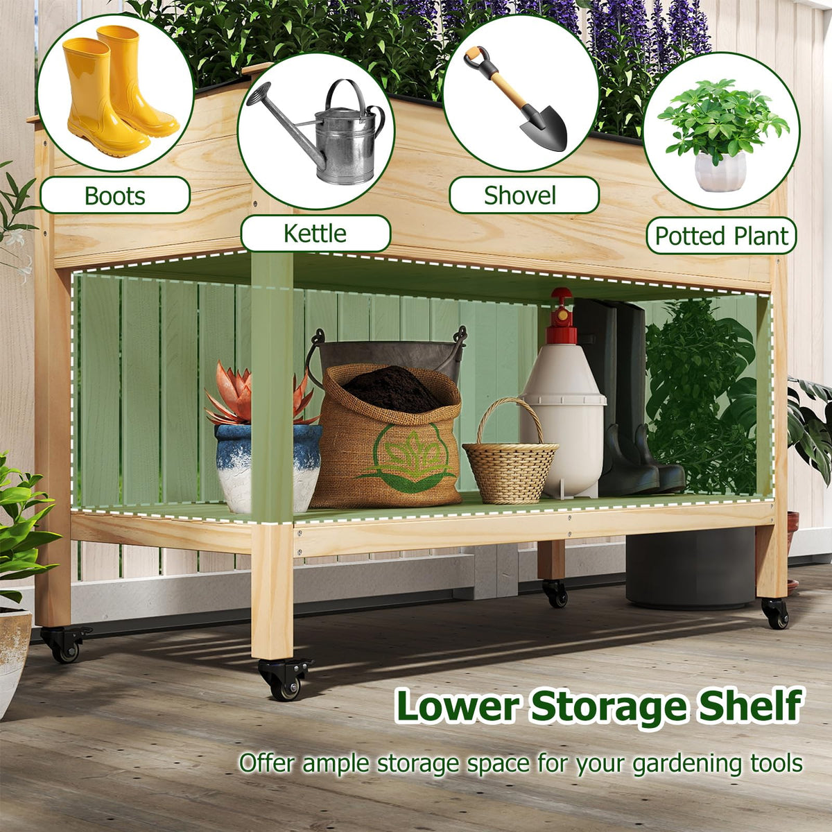 Lucktree 47”x23”x33” Wood Planter Box