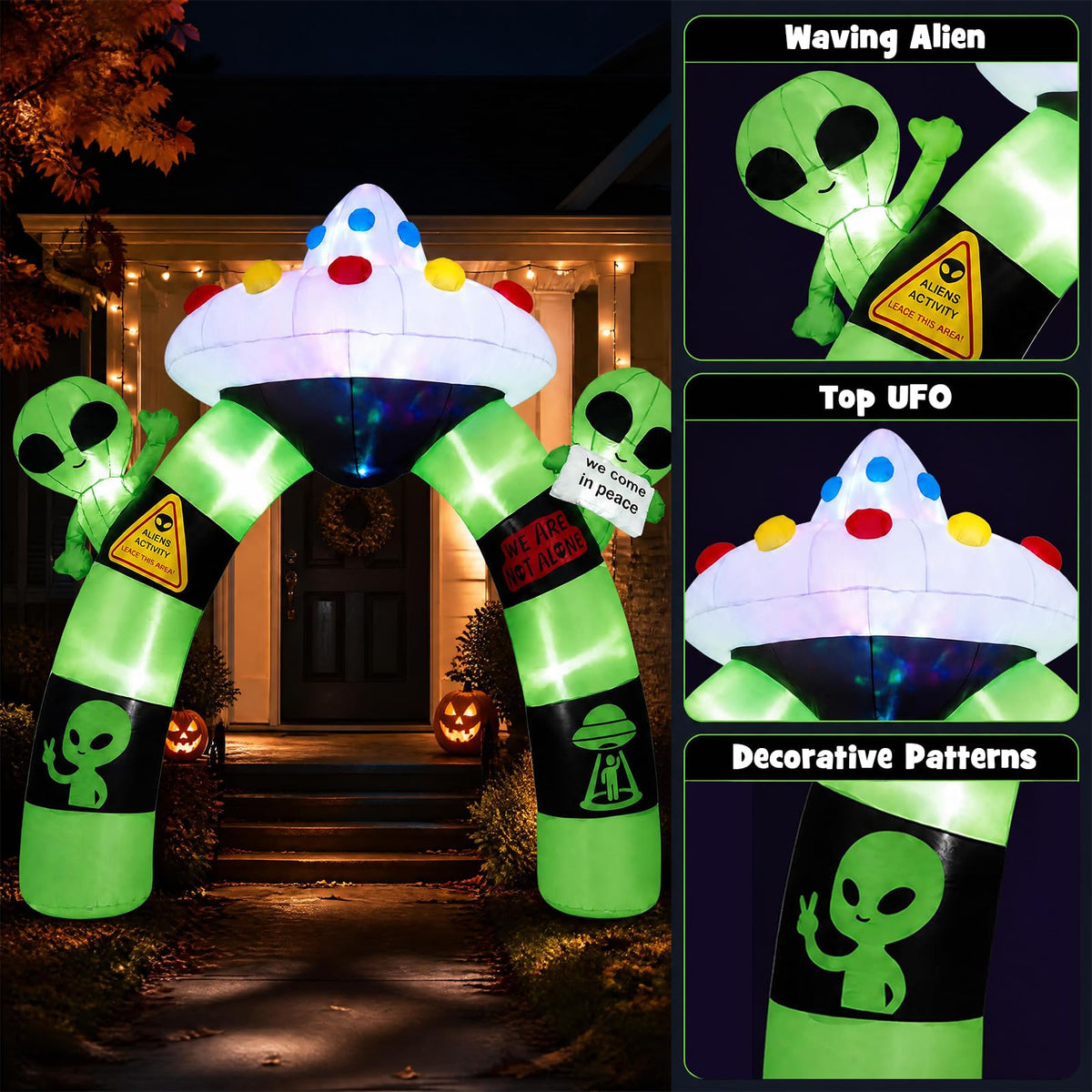 9.8 FT/ 300 CM Alien Halloween Inflatable Archway w/ Lights