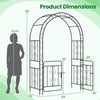 Lucktree Garden Arbor with Gate, 84" H x 54" W Metal Arch Trellis for Climbing Plants Rose Vines