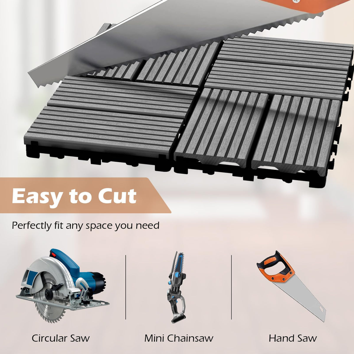 Lucktree 18/36 PCS Interlocking Deck Tiles - 12" x 12" Composite Decking Boards Waterproof All Weather